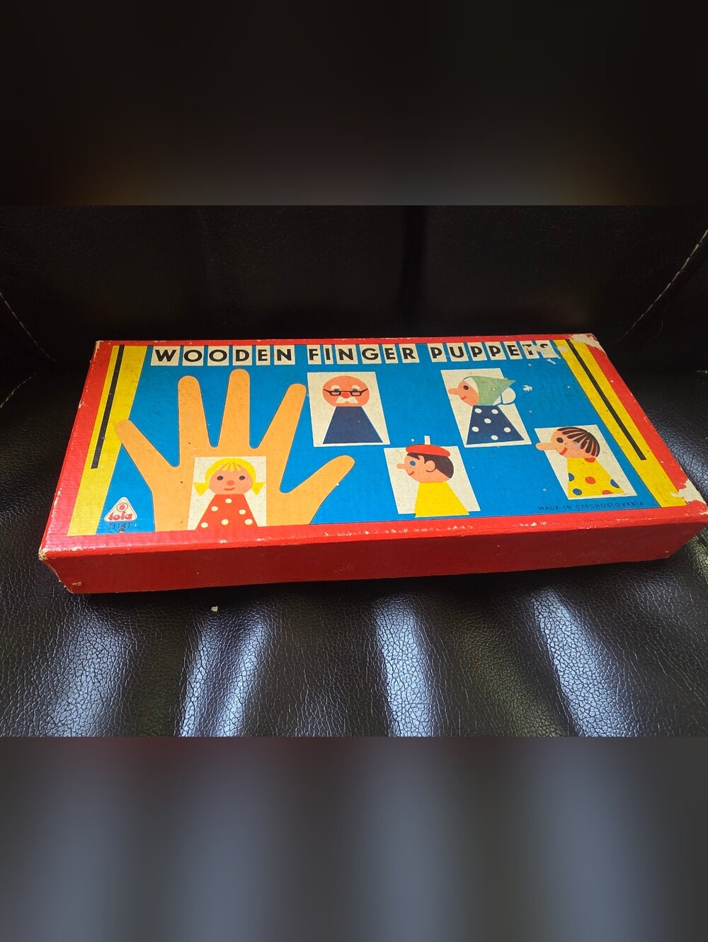 Vintage Wooden Finger Puppets Lot Of Five In Original Box By Tofa